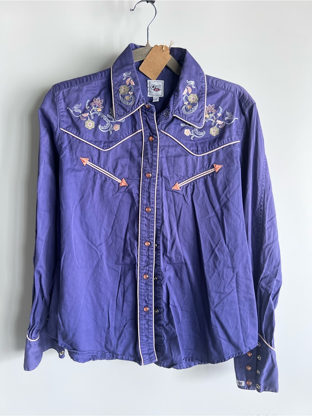 Purple Western Embroidered Snap-Front Shirt